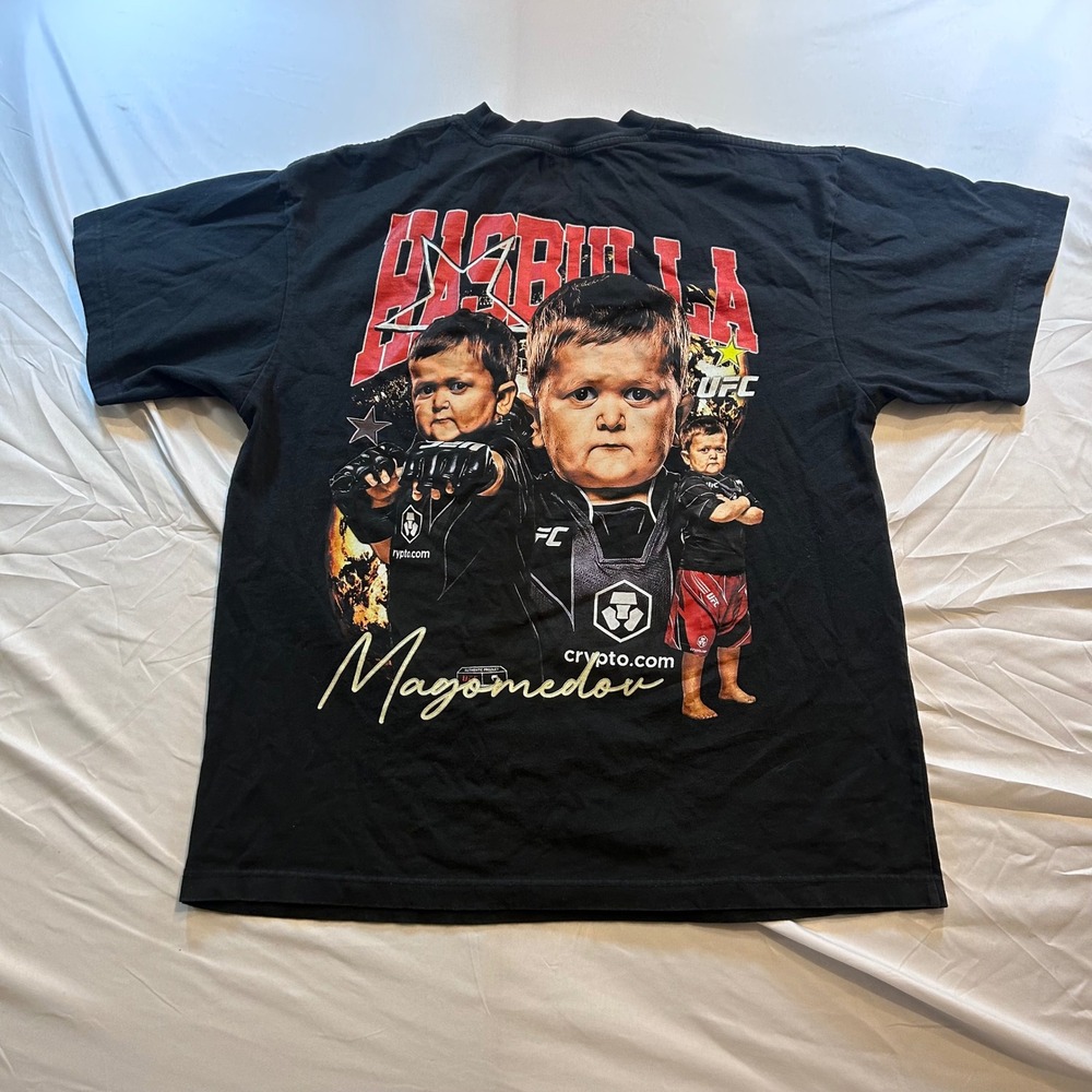 UFC Hasbulla Magomedov Graphic T-Shirt Mens Large Black MMA Double Sided Tee